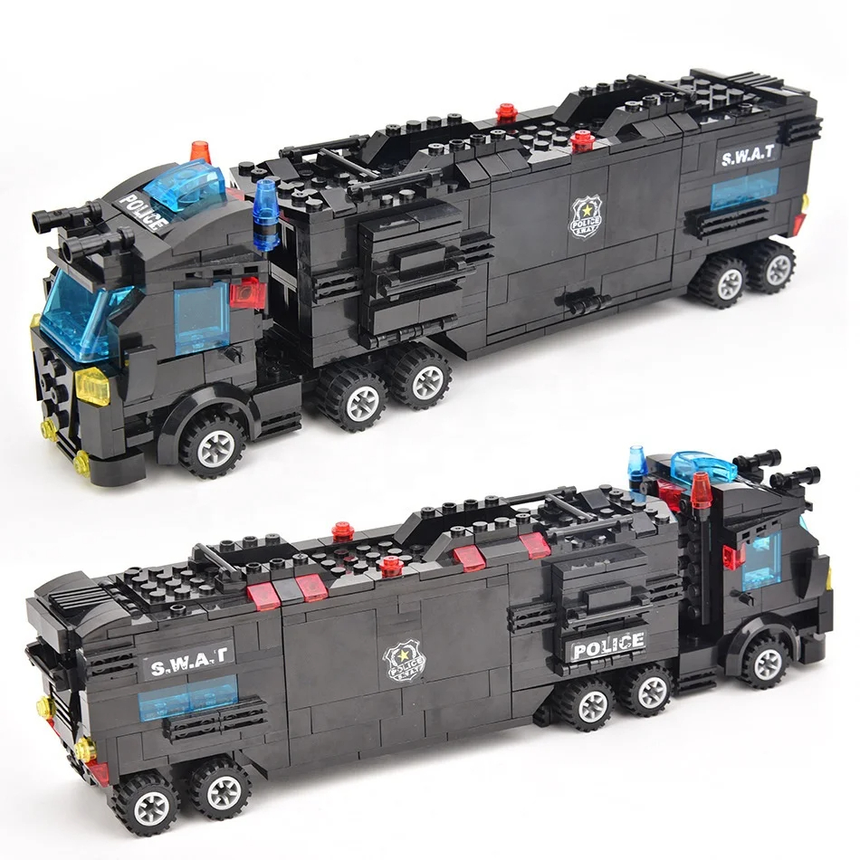SWAT Mobile Command Center Truck Car Building Set Police Transform Blocks Car Fighter for Kids Boys - Image 5