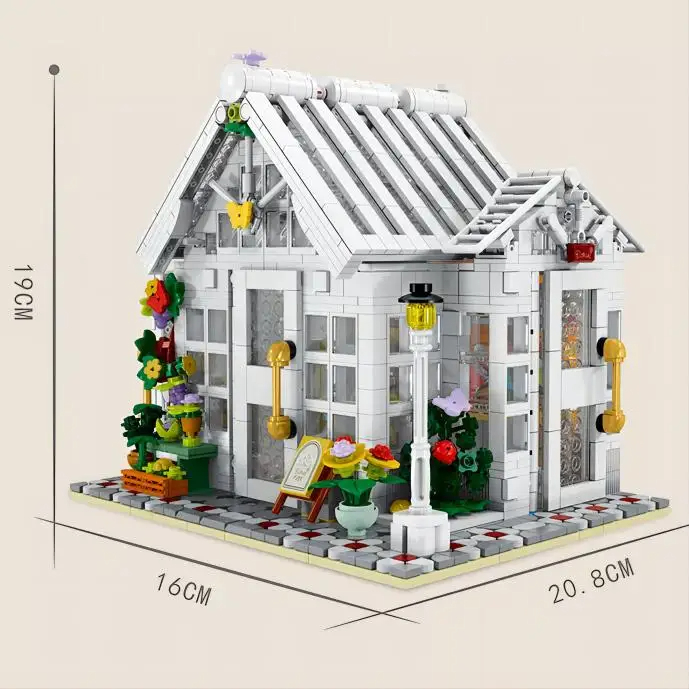 Building Blocks White Flower Shop House Educational Building Bricks Compatible Model - Image 2