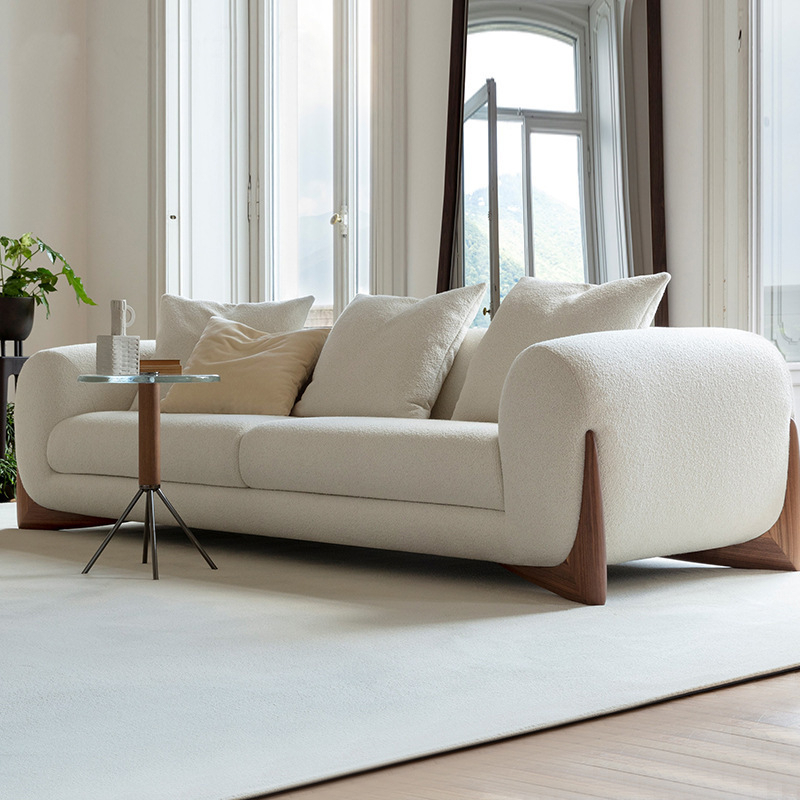 Modern Interior Furniture New Leather Wooden Combination Sofa Set Foam-Padded Sectional Living Hotel Use Fabric Bed - Image 4