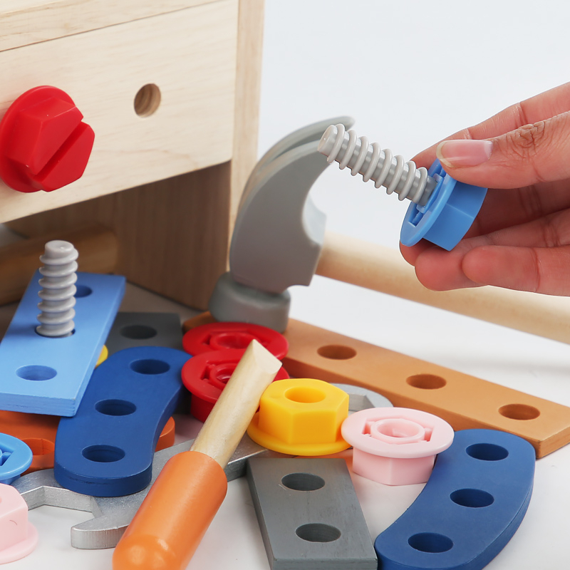 Kids Educational Wooden Tool Box Set Toy Screw Nut Disassembly Assembly Tool Stand Set Toys Kids - Image 4