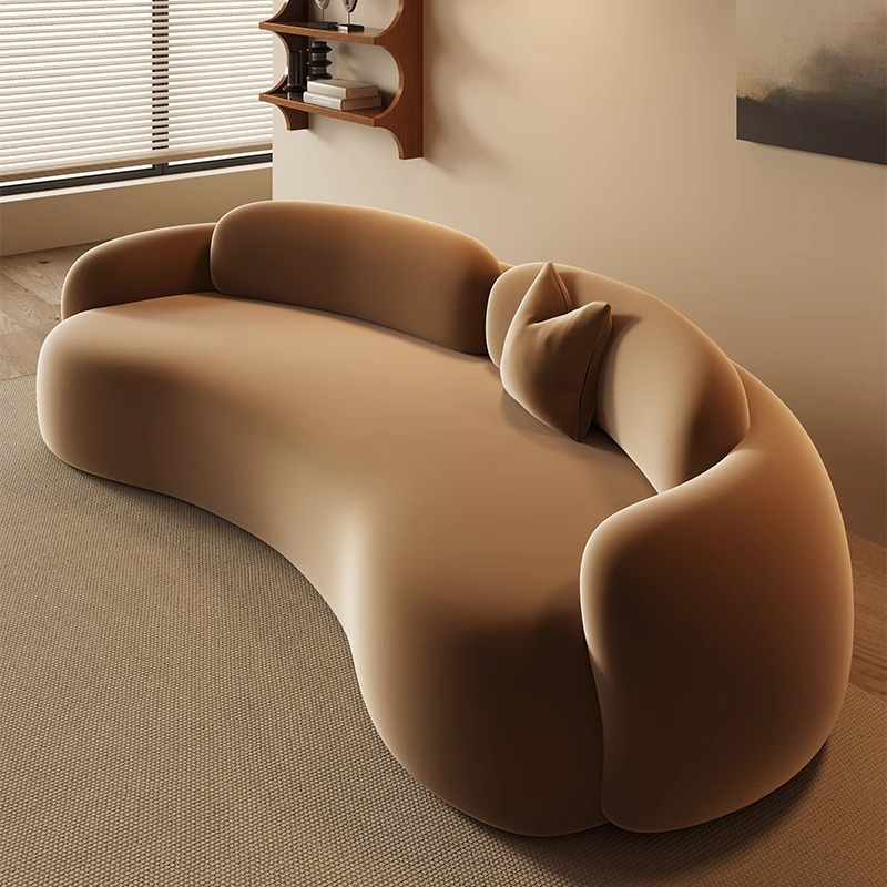 Curved Special-Shaped Cream Modular Sofa Set Small Apartment Clothing Store Beauty Salon Office Rest Area Wood Sponge Hotels - Image 3